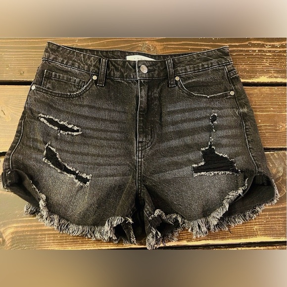 eunina Pants - Eunina Lulu Jean Shorts Womens Medium Black Jean Denim Cut Off Distressed